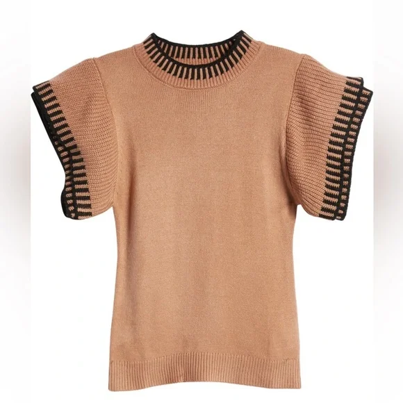 NWOT Vici Collection Contrast Sweater Top - Mocha - Picture 5 of 6